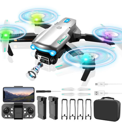 Drones with Camera for Kids Adults 4K HD Mini RC Quadcopter with Led Lights