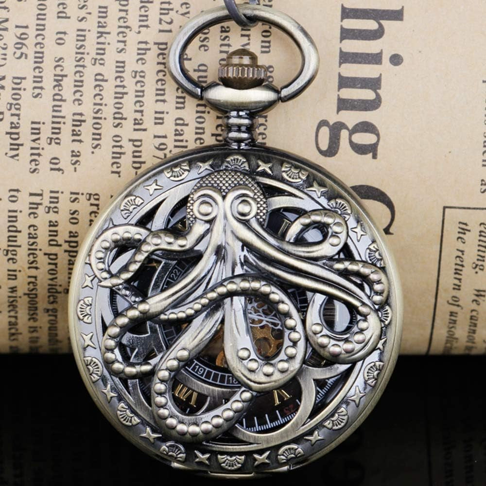 Hand Winding Hollow Roman Numerals Mechanical Pocket Watch Steampunk Mens Watches