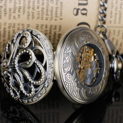 Hand Winding Hollow Roman Numerals Mechanical Pocket Watch Steampunk Mens Watches