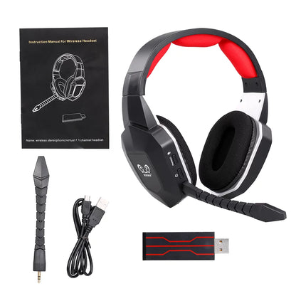 -N9U Wireless Gaming Headset 2.4Ghz Optical Gaming Headphone Virtual 7.1 Channel Surround Sound Gaming Headset for /PC/